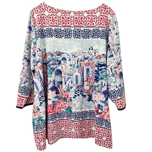 Charter Club Floral Pullover Stretchy Top Women’s Size 3X Mediterranean Print - Picture 2 of 5